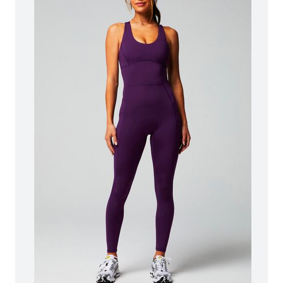 NWT Fabletics Motion365 size large dark purple racerback jumpsuit - Picture 1 of 5